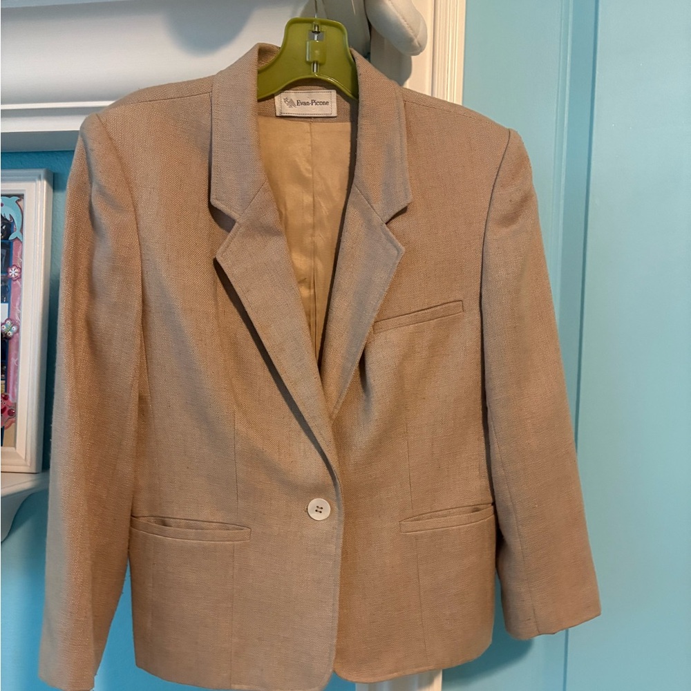 Evan Picone Beige Tweed Women's Suit Jacket